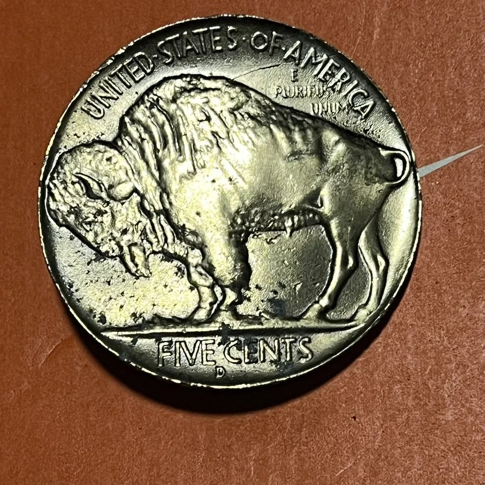 VTG 1979 Indiana Metal Craft Buffalo Nickel Belt Buckle 335 Limited Silver